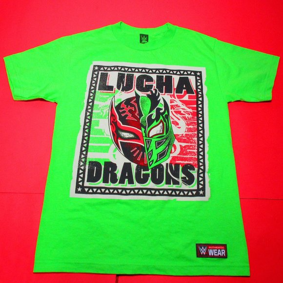 WWE Wrestling LUCHA DRAGONS T Shirt Mens WWF Green Vintage Wrestlemania Size S - Picture 1 of 3